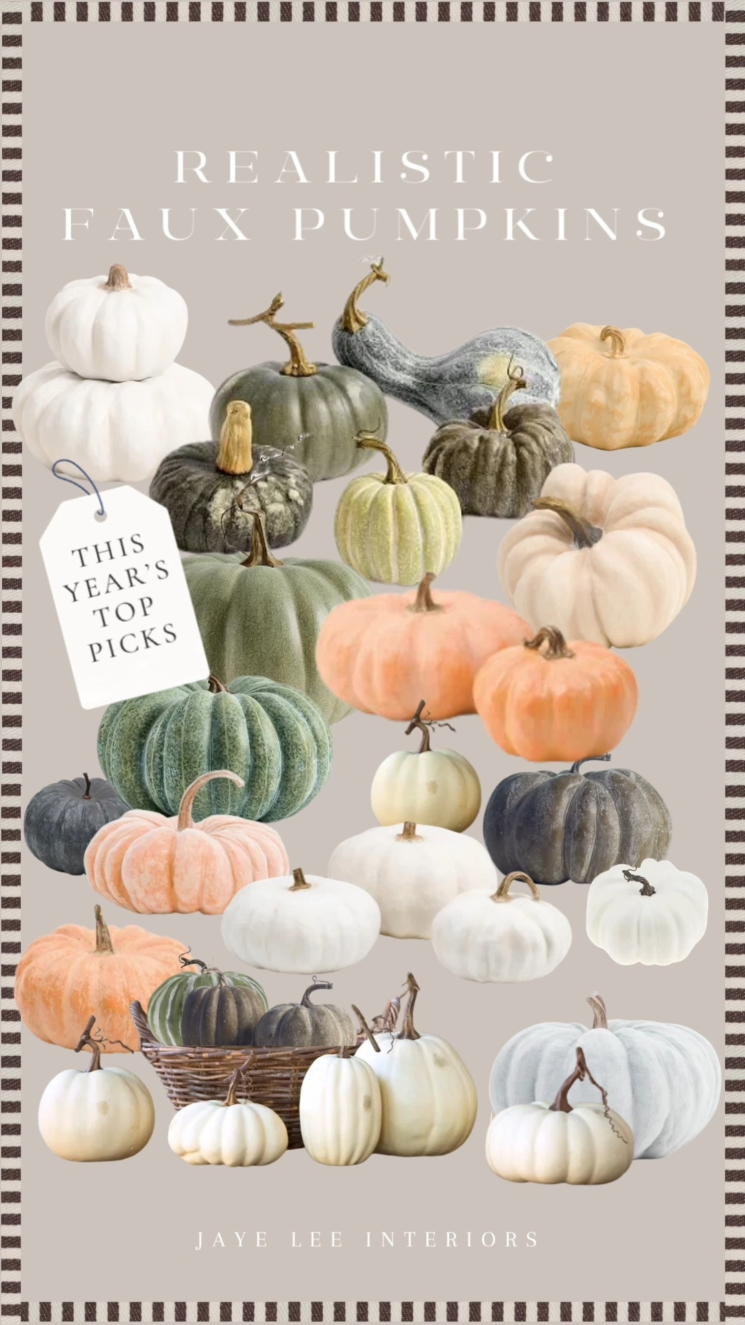 I've searched and searched for this year's most realistic faux pumpkins, and here they are! Find links to natural-looking, artificial pumpkins at a variety of price points from PotteryBarn to TJ Maxx...
Halloween Decor, Halloween pumpkins, Fall front porch, Halloween front porch, Fall accessories, Thanksgiving decorations, Fall tabletop styling, Fall tablescape #jleeinteriors 

 #LTKautumn #Halloween

#LTKSeasonal #LTKHome

#LTKSaleAlert