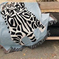 American Shorthair Woven Throw Blanket | Boho Contemporary Home Decor Fun Women Illustration Bohemian Design | Etsy (US)