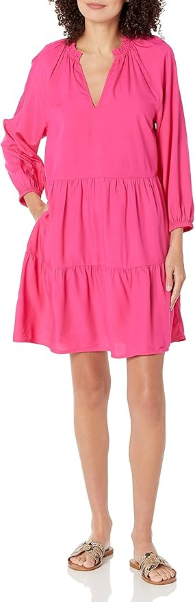 The Drop Women's @Caralynmirand Ruffle-Neck Tiered Mini Dress | Amazon (US)