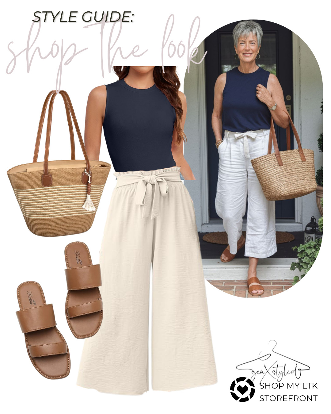 Stylish and chic summer looks for the 40-50's club! Embracing the season with sleeveless tops, trousers, and the perfect accessory - a fabulous straw bag. All found on Amazon! 

 #LTKSummerEdit #LTKSeasonal #LTKOver40