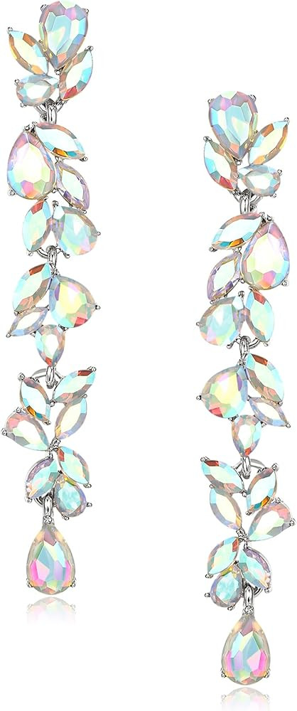 EVER FAITH Wedding Rhinestone Crystal Chandelier Earring for Women Brides, Art Deco Marquise Tear... | Amazon (US)