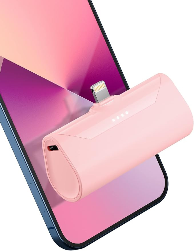 Pink Small Portable Battery Charger 4800mAh, Tiny Power Bank Ultra-Compact 15W Fast Charging Mini... | Amazon (US)