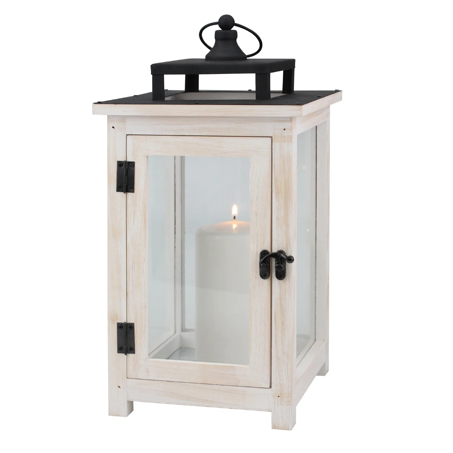 Better Homes & Gardens Wood & Metal Lantern, White - Walmart.com | Walmart (US)
