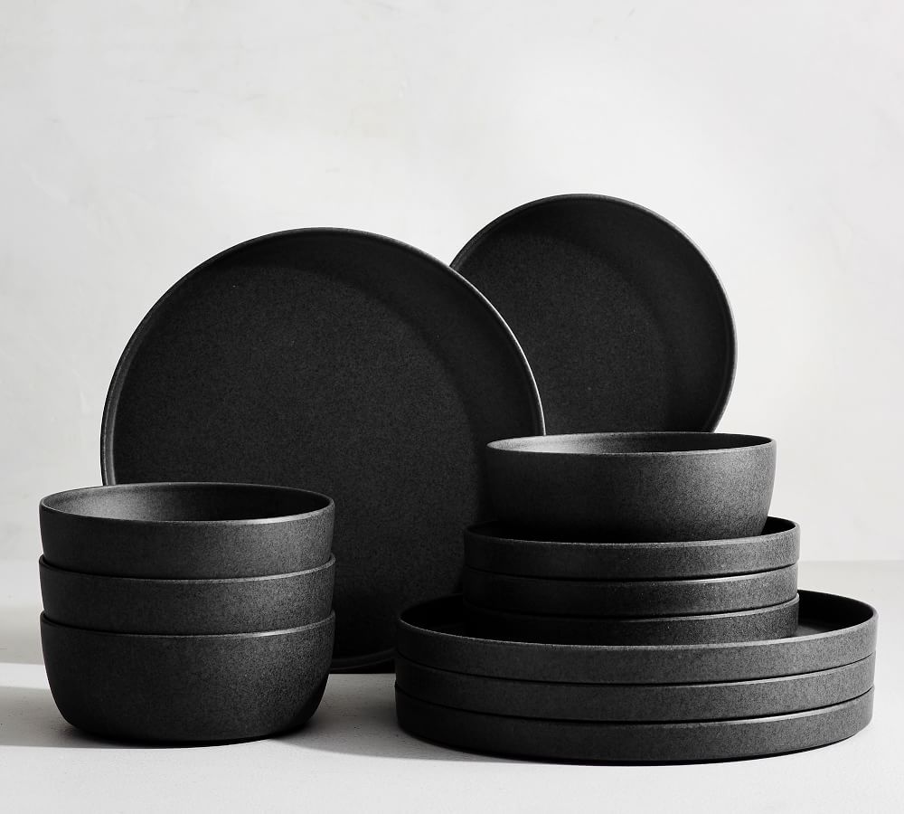 Mason Modern Melamine 12-Piece Dinnerware Set - Charcoal | Pottery Barn (US)