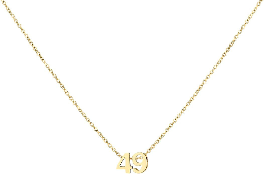 Number Necklace for Women Dainty 18K Gold Plated Pendant Necklace Charm Birth Month Personalized ... | Amazon (US)