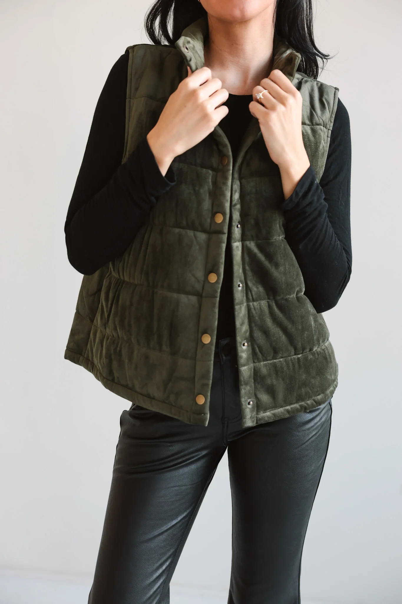 Quilted Olive Velvet Vest | Ardire Collection