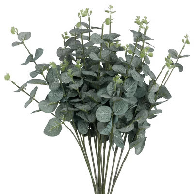 Unique Bargains Artificial Greenery Stems Faux Plants for Home Office and Centerpiece Decor 20" 12 Pcs Green | Target