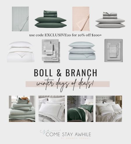 Best. Sheets. Ever. 😍 
Now through 12/16 use this code to take advantage of 20% off Boll & Branch sheets, towels, and bedding! 
#masterbedroom #bollandbranch #christmaslist #homefortheholidays

#LTKsalealert #LTKhome #LTKHoliday