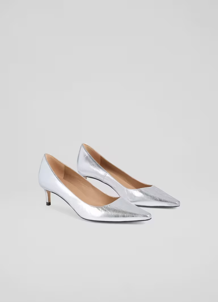 New Ava Metallic Leather Low Heel Courts | L.K. Bennett (UK)
