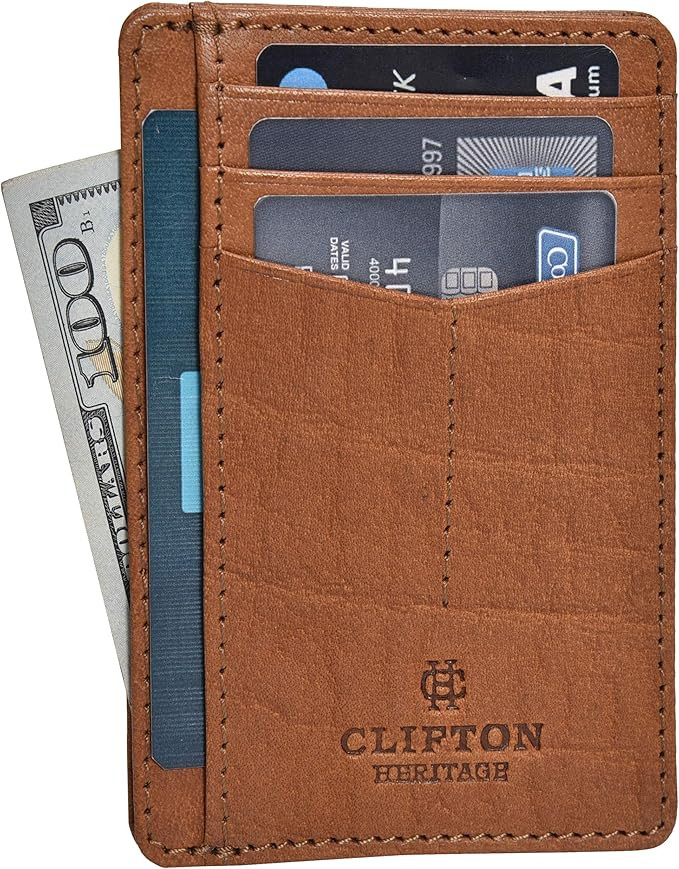 Minimalist Wallets for Men & Women RFID Front Pocket Leather Card Holder Wallet | Amazon (US)