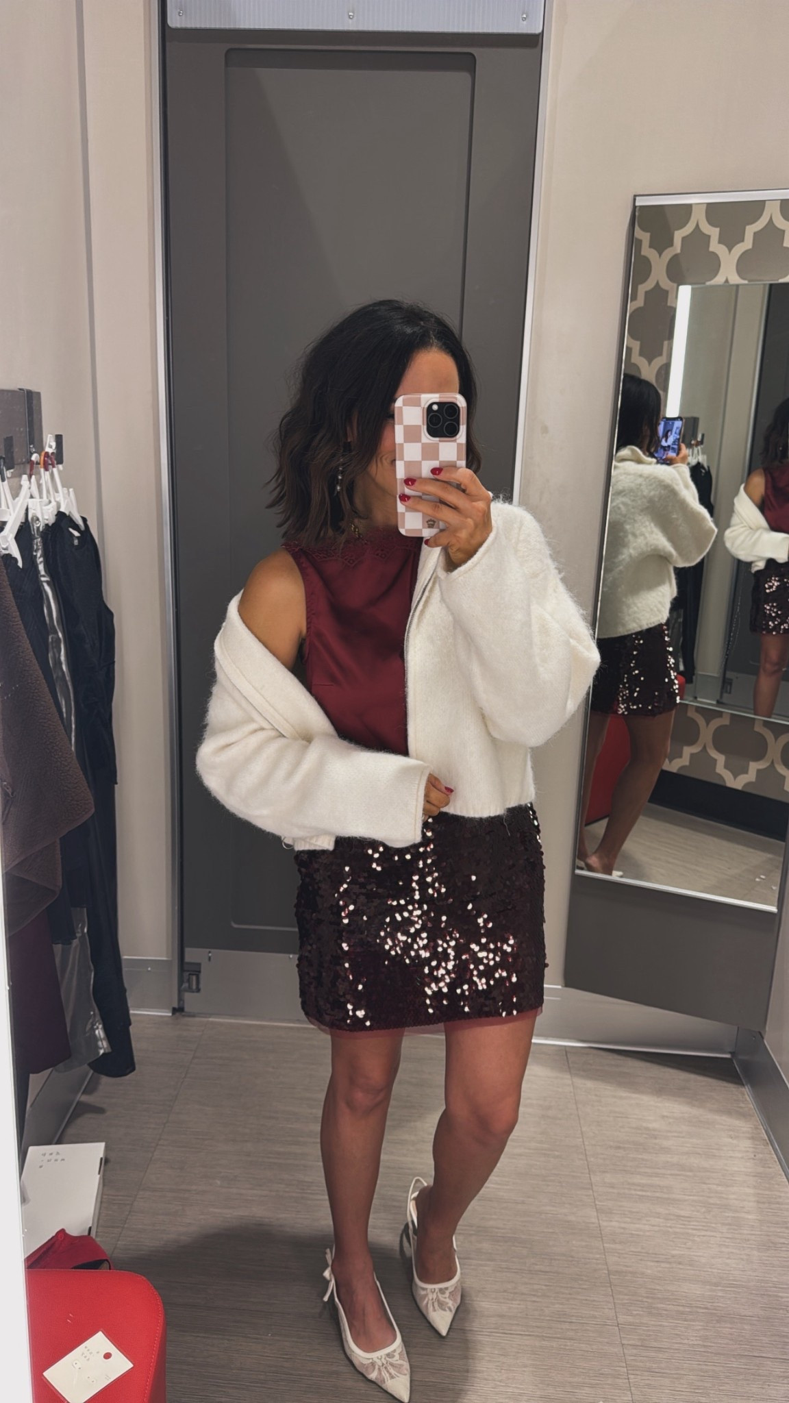 The cutest Christmas party outfit all from Target! This satin top with lace trim is so good yall! I paired it with a sequins wild fable skirt and it’s just too good!! Would be cute with tights under and some boots! Aprilwilks VintagePickin target fashion finds women’s Christmas party outfit ideas women’s news years eve party outfit ideas winter fashion finds holiday party outfit ideas women’s target clothing 

#LTKFindsUnder50 #LTKootd #LTKHoliday