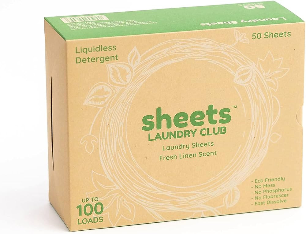 Sheets Laundry Club - Laundry Detergent - (Up to 100 Loads) 50 Laundry Sheets- Fresh Linen Scent ... | Amazon (US)