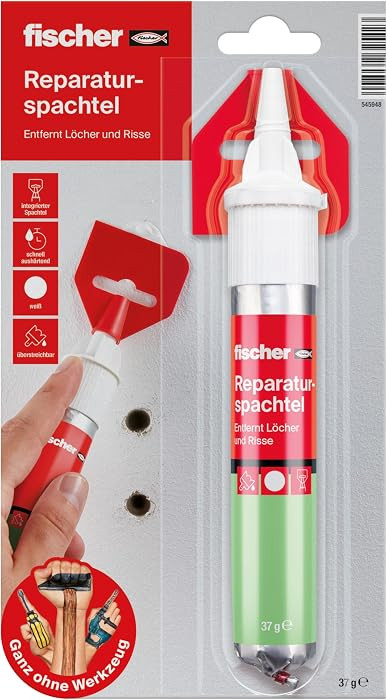 fischer Reparaturspachtel, fertige Spachtelmasse in Naturweiß, repariert Löcher & Risse, schwun... | Amazon (DE)