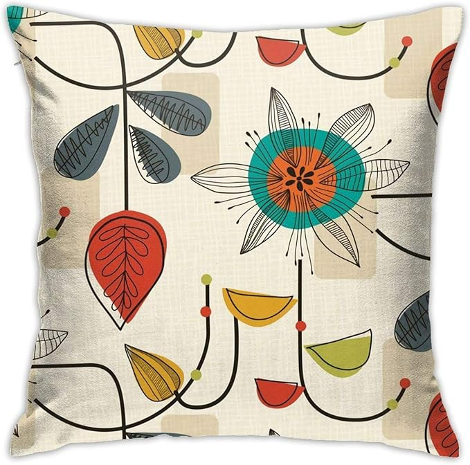 Pillow Cover,1950'S Mid Century Modern Throw Pillow Case Modern Cushion Cover Square Pillowcase D... | Amazon (US)