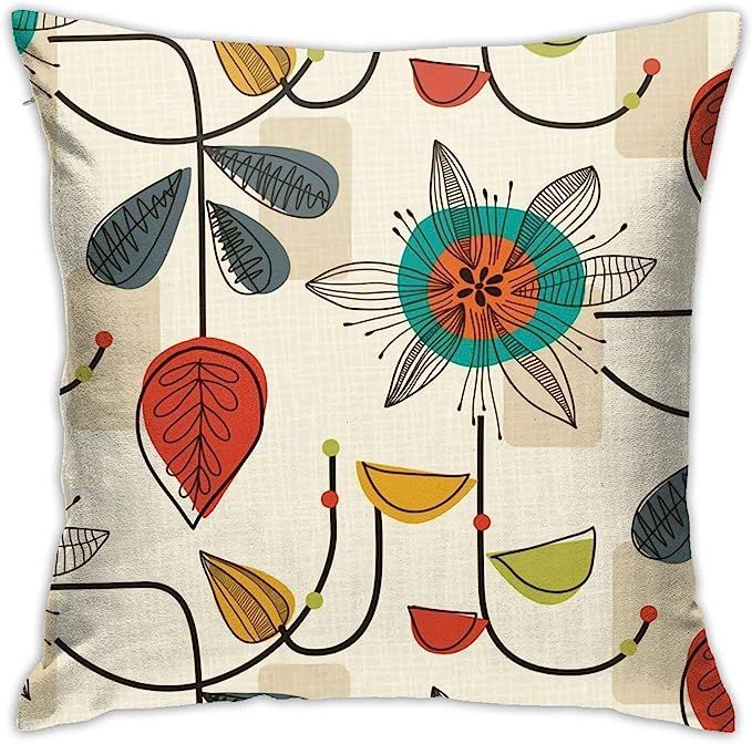 Pillow Cover,1950'S Mid Century Modern Throw Pillow Case Modern Cushion Cover Square Pillowcase D... | Amazon (US)
