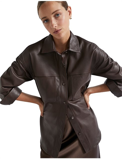 LEATHER OVERSHIRT | David Jones (Australia & New Zealand)