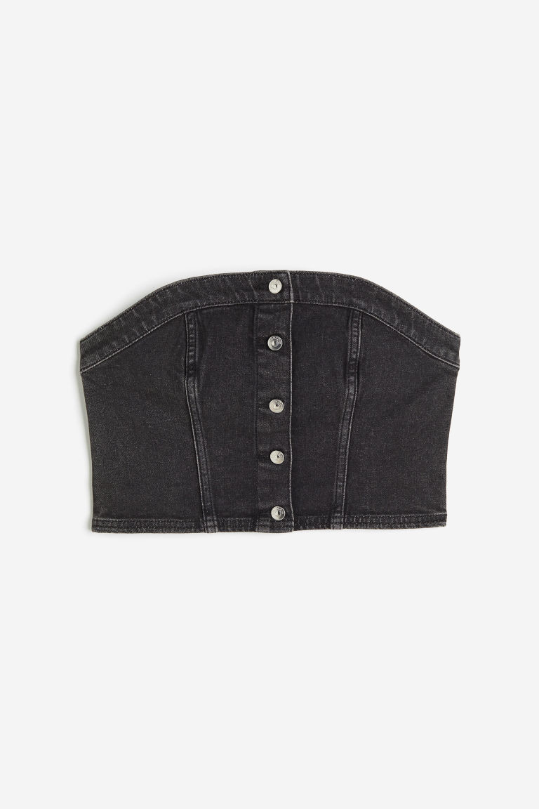 H & M - Denim bustier top - Black | H&M (UK, MY, IN, SG, PH, TW, HK)