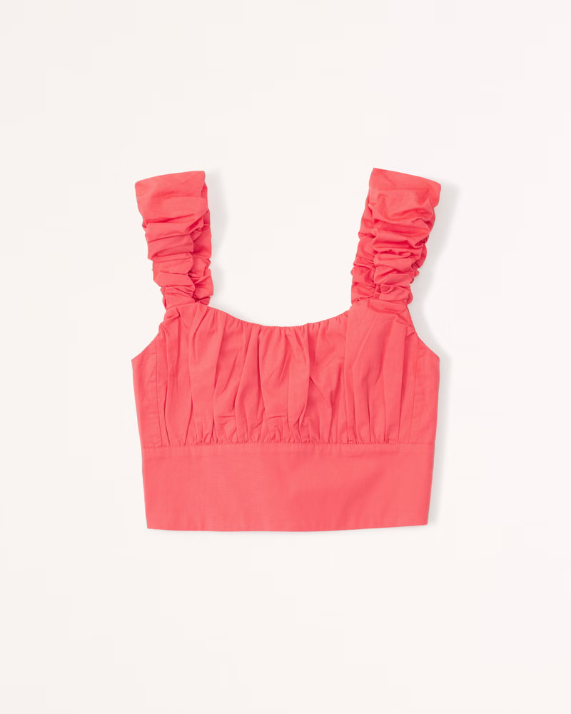 Poplin Scrunch Strap Set Top | Abercrombie & Fitch (US)