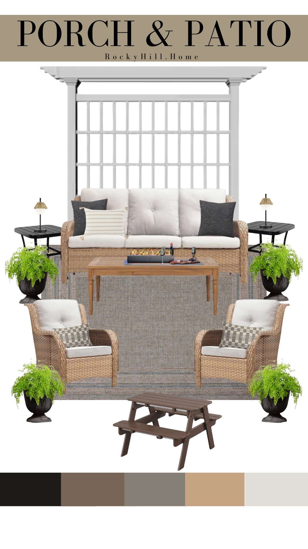 Porch and Patio design board

Amber Lewis x Loloi outdoor rug, conversation set, outdoor living room, tabletop fire pit, urn planter, patio privacy screen, outdoor sofa, patio furniture, kids picnic table

#LTKHome #LTKSeasonal #LTKStyleTip