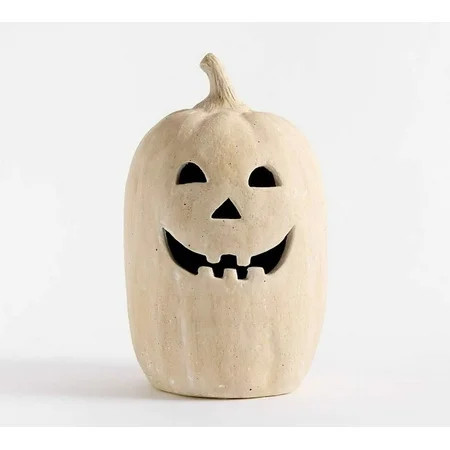 Hallowmas Handcrafted Jack-O'-Lantern, Artisanal Kiln-Fired Terracotta Pumpkin with Hand-Carved Details, 2025 Fall & Halloween Decor, Natural Terracotta | Walmart (US)