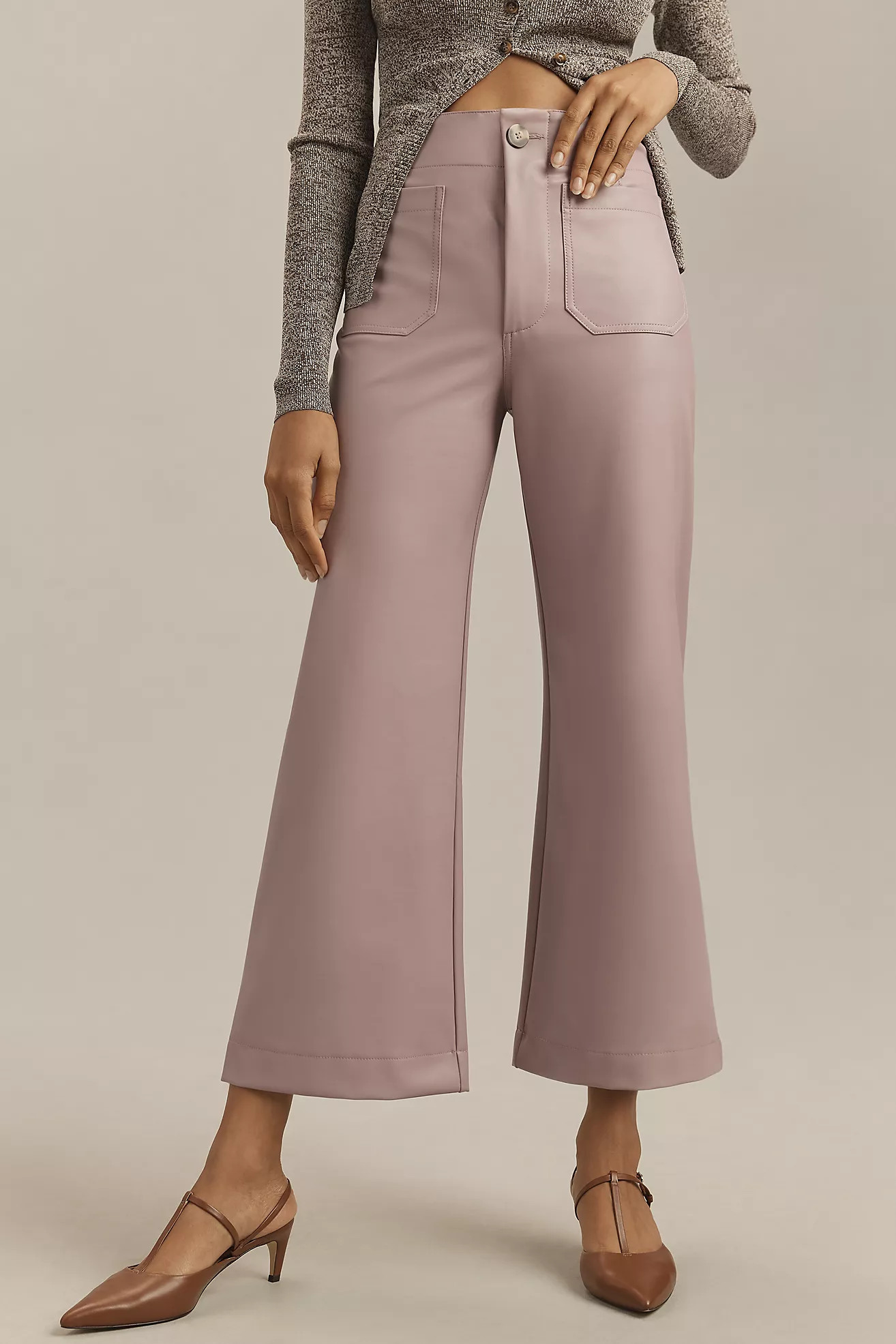 The Colette Cropped Wide-Leg Pants by Maeve: Faux Leather Edition | Anthropologie (US)