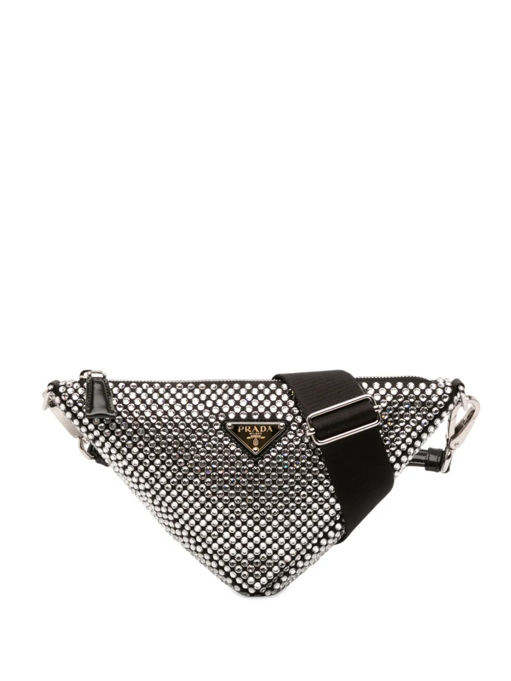 Prada Pre-Owned 2013-2025 Crystal Embellished Satin Triangle Pouch crossbody bag - Black | Farfetch Global