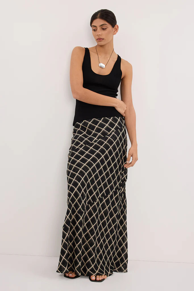 ARLINGTON BLACK MIDI SKIRT | DISSH