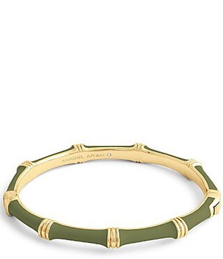 Anabel Aram Gold Bamboo Enameled Hinge Bangle Bracelet - Olive Green | Dillard's