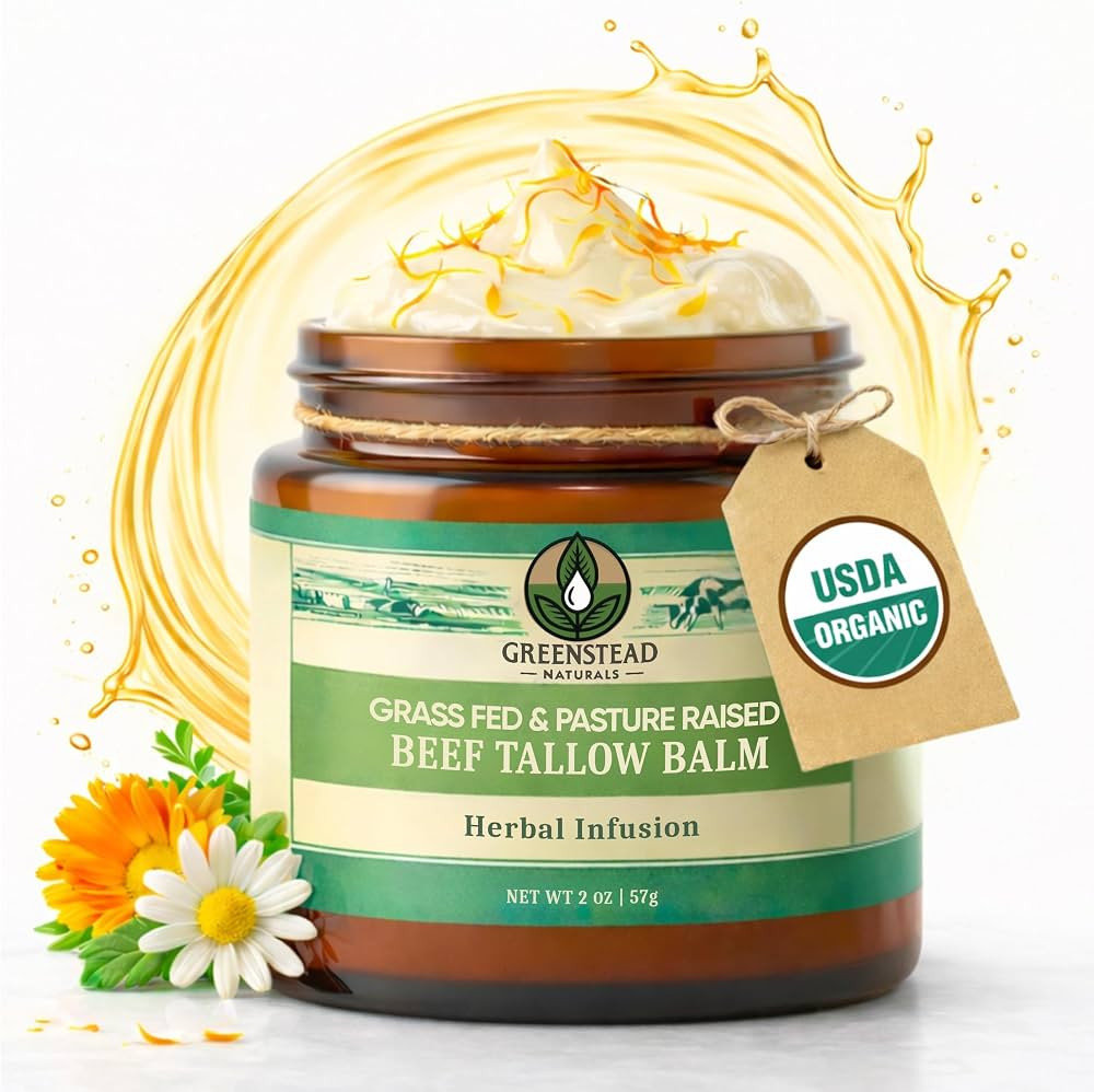 Greenstead Naturals Organic Beef Tallow for Skin – USDA-Certified Whipped Tallow Balm for Skin ... | Amazon (US)