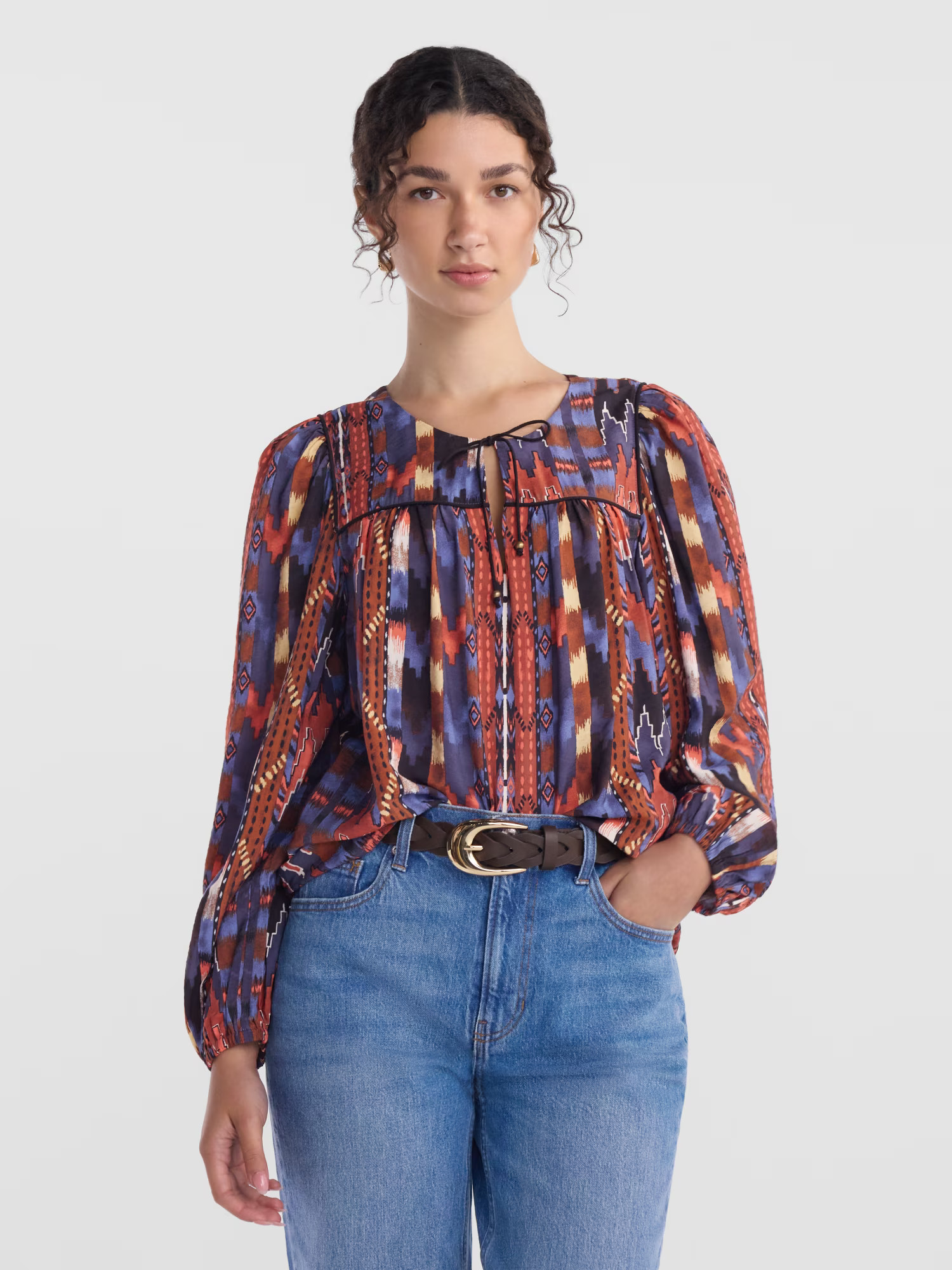 Scenario Women's Tie Neck Blouse with Long Sleeves, Sizes XS-XXXL | Walmart (US)