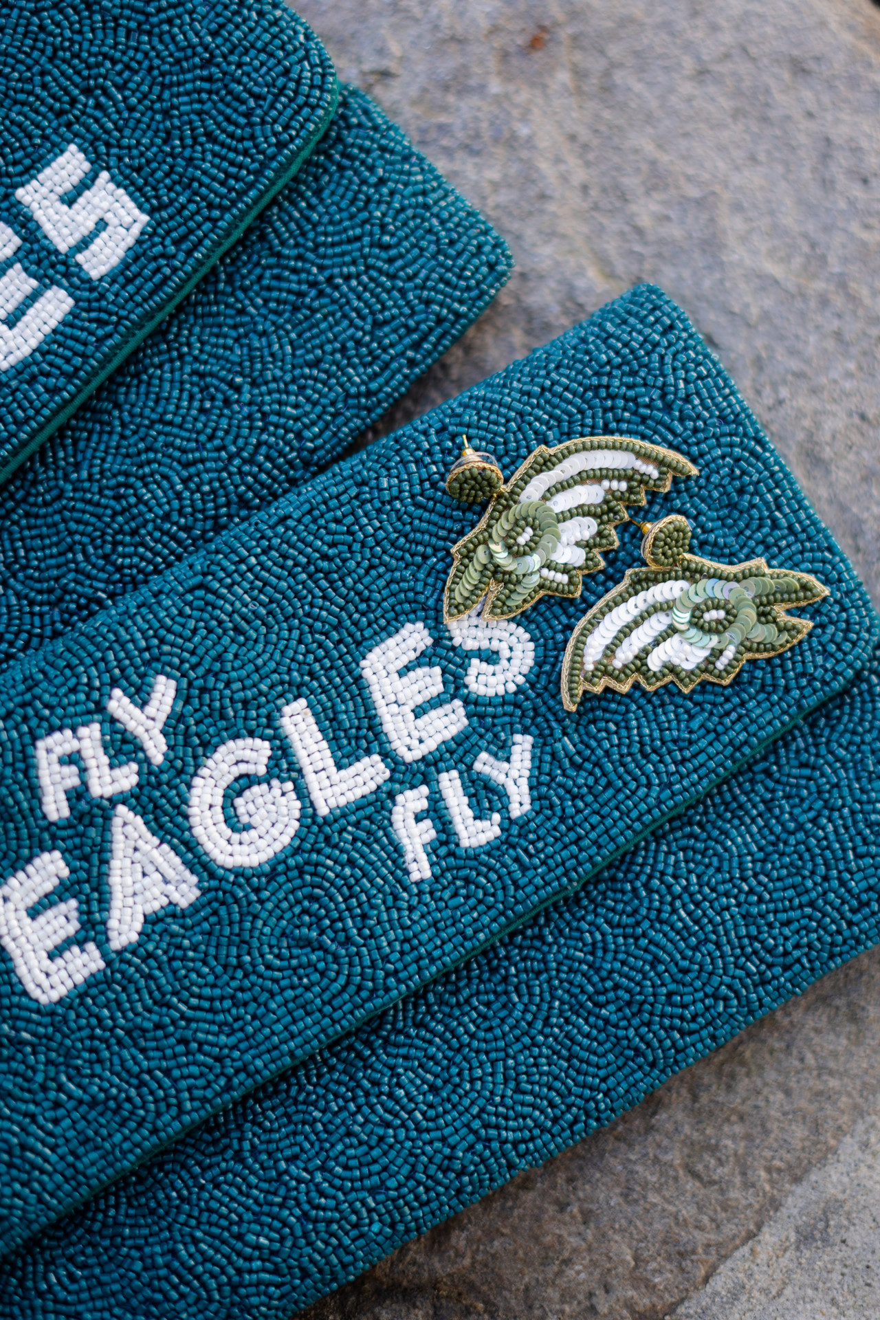 Eagles Head  - Fabric Backed Earrings | Lisi Lerch Inc