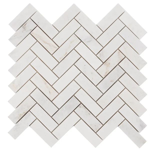 Arctic White 1" x 3" Marble Herringbone Mosaic Wall & Floor Tile | Wayfair North America