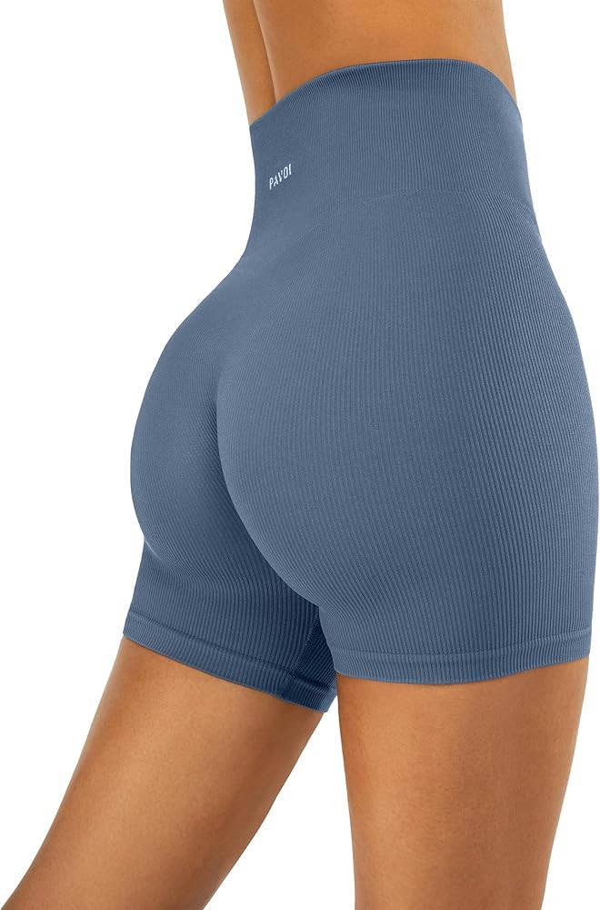 PAVOI ACTIVE Seamless Shorts | Sculpting Compression High Waisted 4.5" & 6" Scrunch Butt Ribbed S... | Amazon (US)