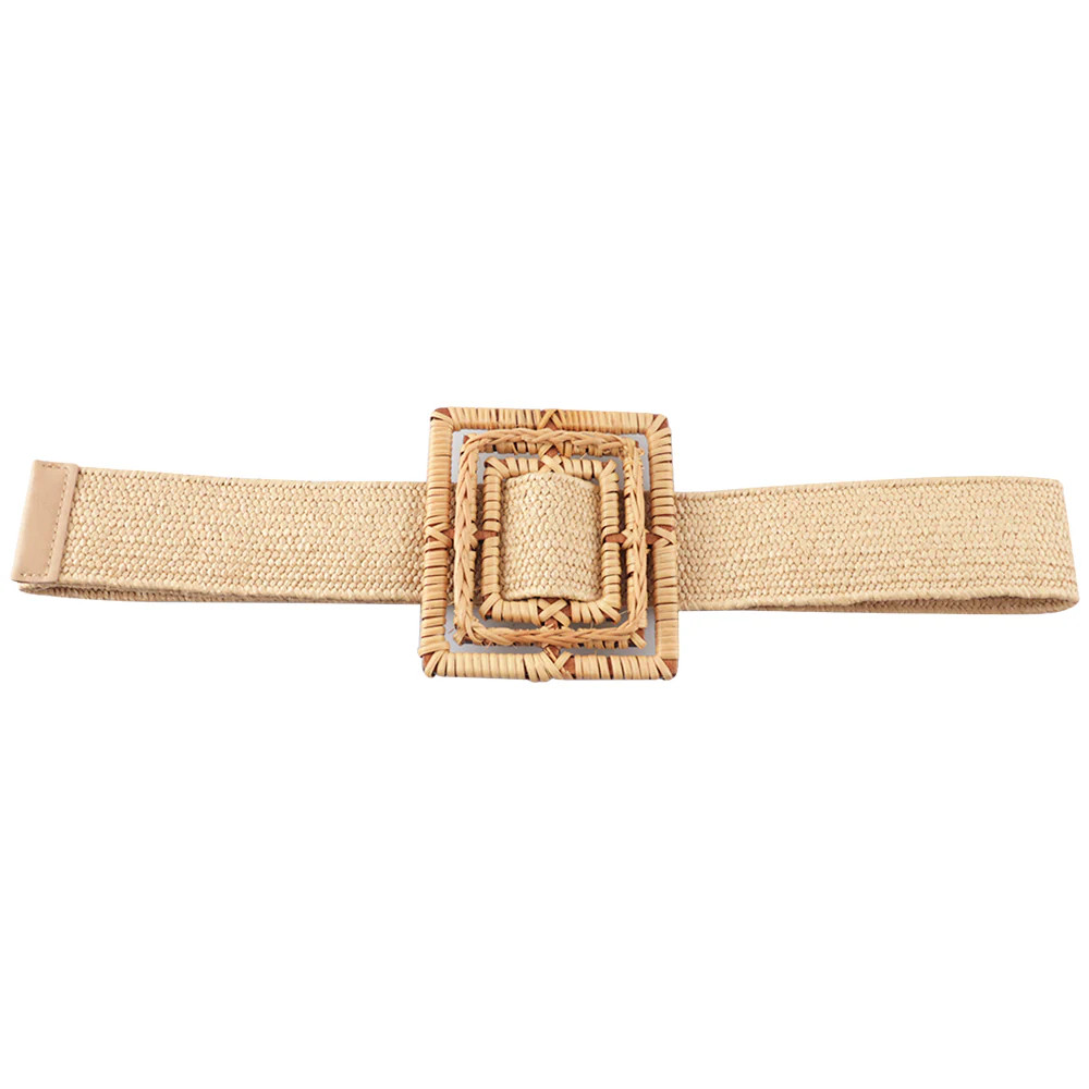 Talia Rattan Rectangular Buckle Belt | Benaar La
