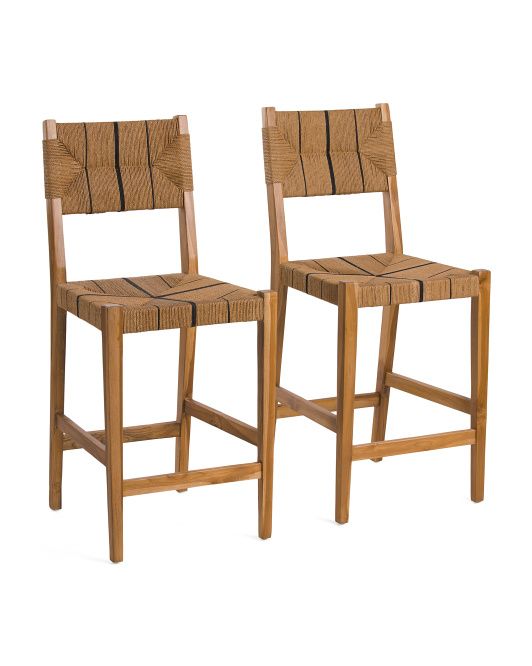 Set Of 2 Woven Striped Counter Stools | TJ Maxx