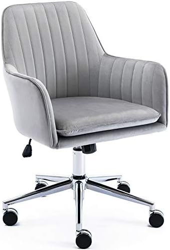 Jacky Home Velvet Office Desk Chair with Mid-Back, Modern Height Adjustable 360° Swivel Upholstered  | Amazon (US)