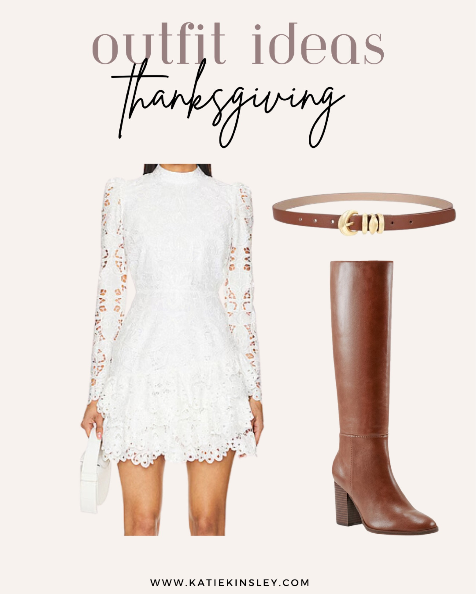 Thanksgiving outfit idea: lace dress, leather boots and matching belt

#LTKStyleTip #LTKSeasonal