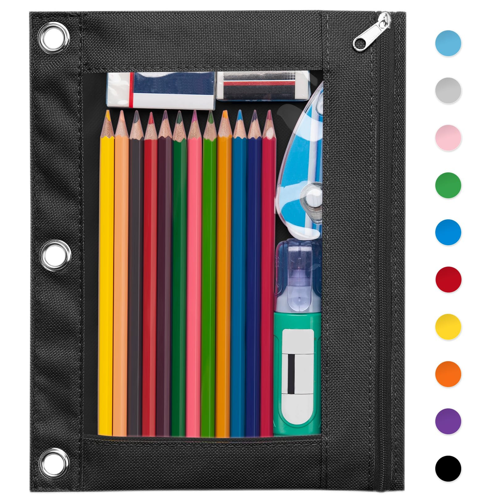 Forvencer Pencil Pouch for 3 Ring Binder, Large Pencil Case Pouch with 3 Reinforced Grommets, Pen... | Amazon (US)