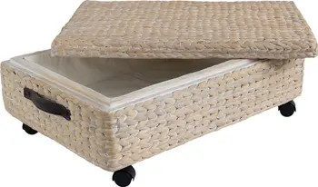 HAPPIMESS Chett Minimalist Hand-Woven Hyacinth/Wood Underbed Storage Bin with Wheels and Handles ... | Nordstrom