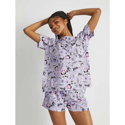 Women's Nightmare Before Christmas Pajama Set - Purple XXS | Target