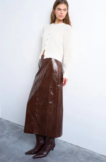 Topshop Faux Leather Midi Skirt in Brown at Nordstrom Rack, Size 8 Us (Fits Like 6-8) | Nordstrom Rack