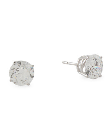 Made In Usa 14kt White Gold Lab Grown Diamond Stud Earrings | TJ Maxx