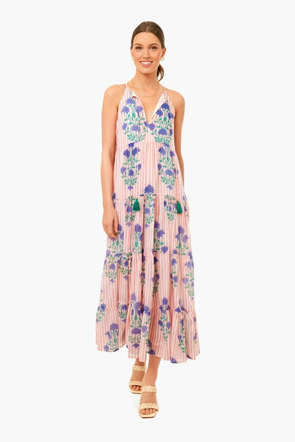 Jaipur Peach Long Tiered Tassel Dress | Tuckernuck (US)