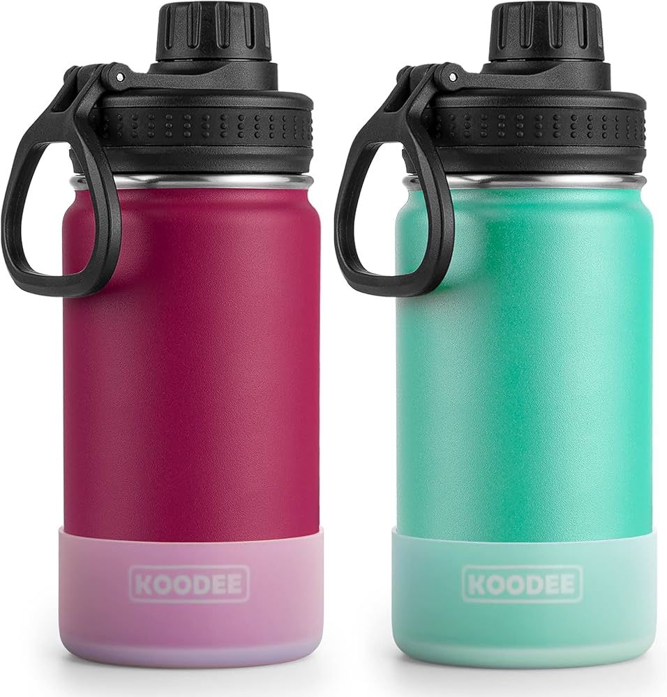 koodee Water Bottle for School 2 Pack 12 oz Stainless Steel Vacuum Insulated Wide Mouth Sports Wa... | Amazon (US)