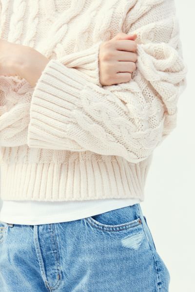 Cable-knit Mock Turtleneck Sweater | H&M (US + CA)