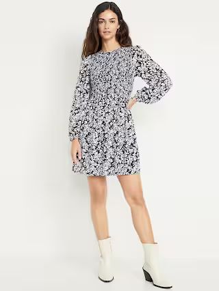 Fit &amp;amp; Flare Long-Sleeve Mini Dress | Old Navy (US)