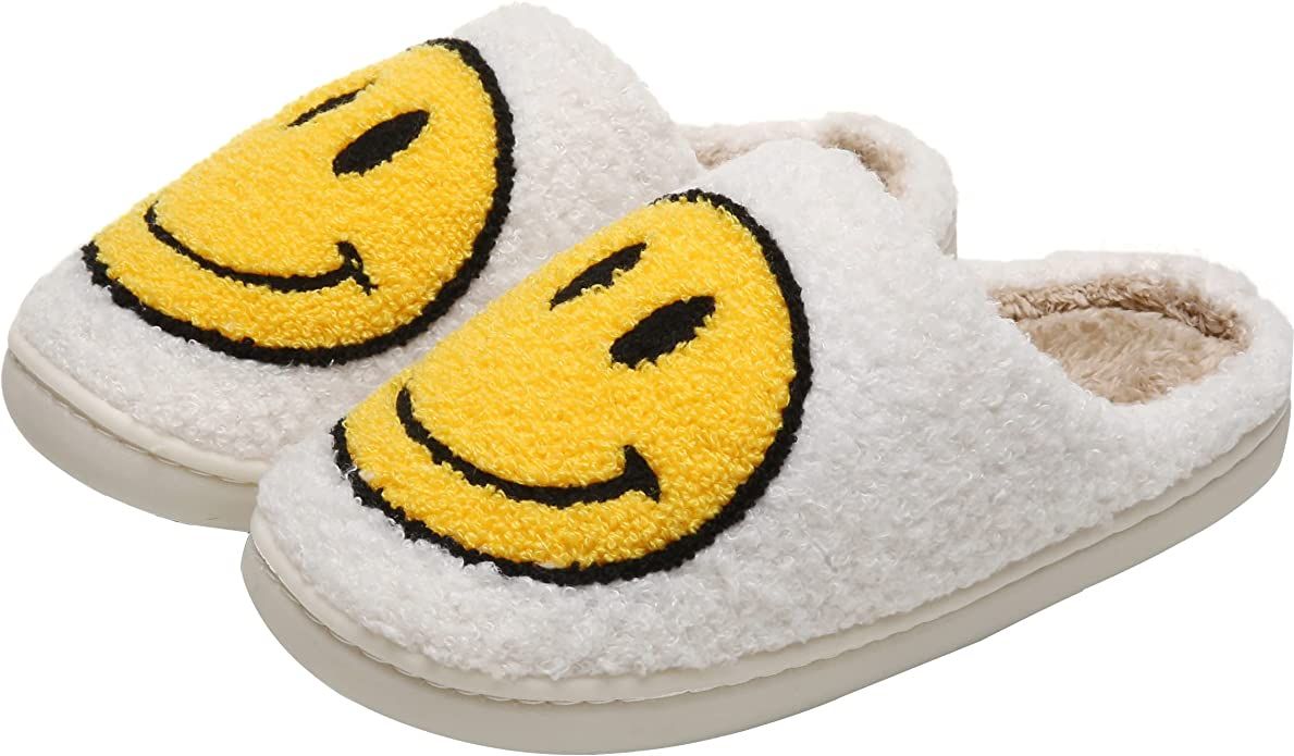 Smiley Face Slippers For Women Bride Indoor And Outdoor Cute Pillow Slides Men'S House Fuzzy Keep... | Amazon (US)