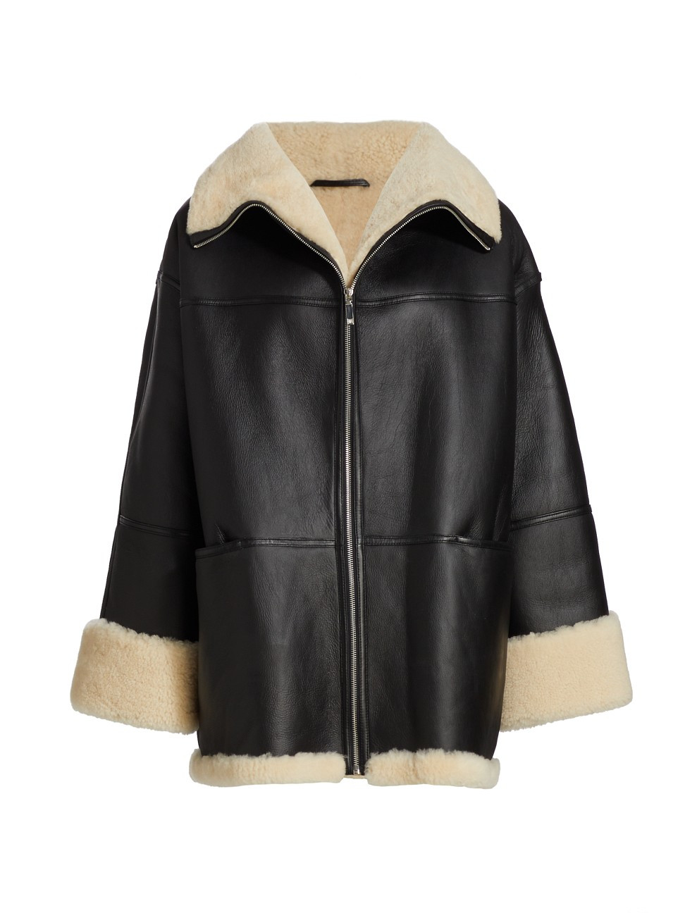 Women's Signature Shearling Jacket - Black Off White - Size Medium | Saks Fifth Avenue