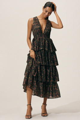 Endless Rose Sleeveless V-Neck Tiered Midi Dress | Anthropologie (US)