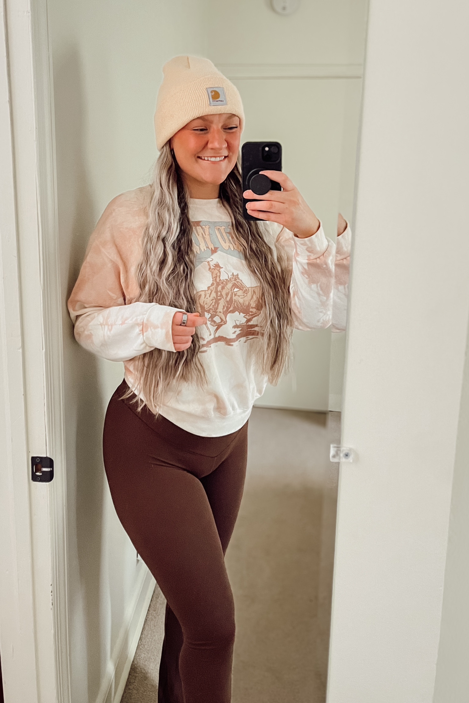 Casual comfy western fit

Size medium tall aerie boot cut leggings

Medium local western store crew

Carhartt pale pink beanie


#LTKsalealert #LTKSeasonal #LTKfindsunder100
